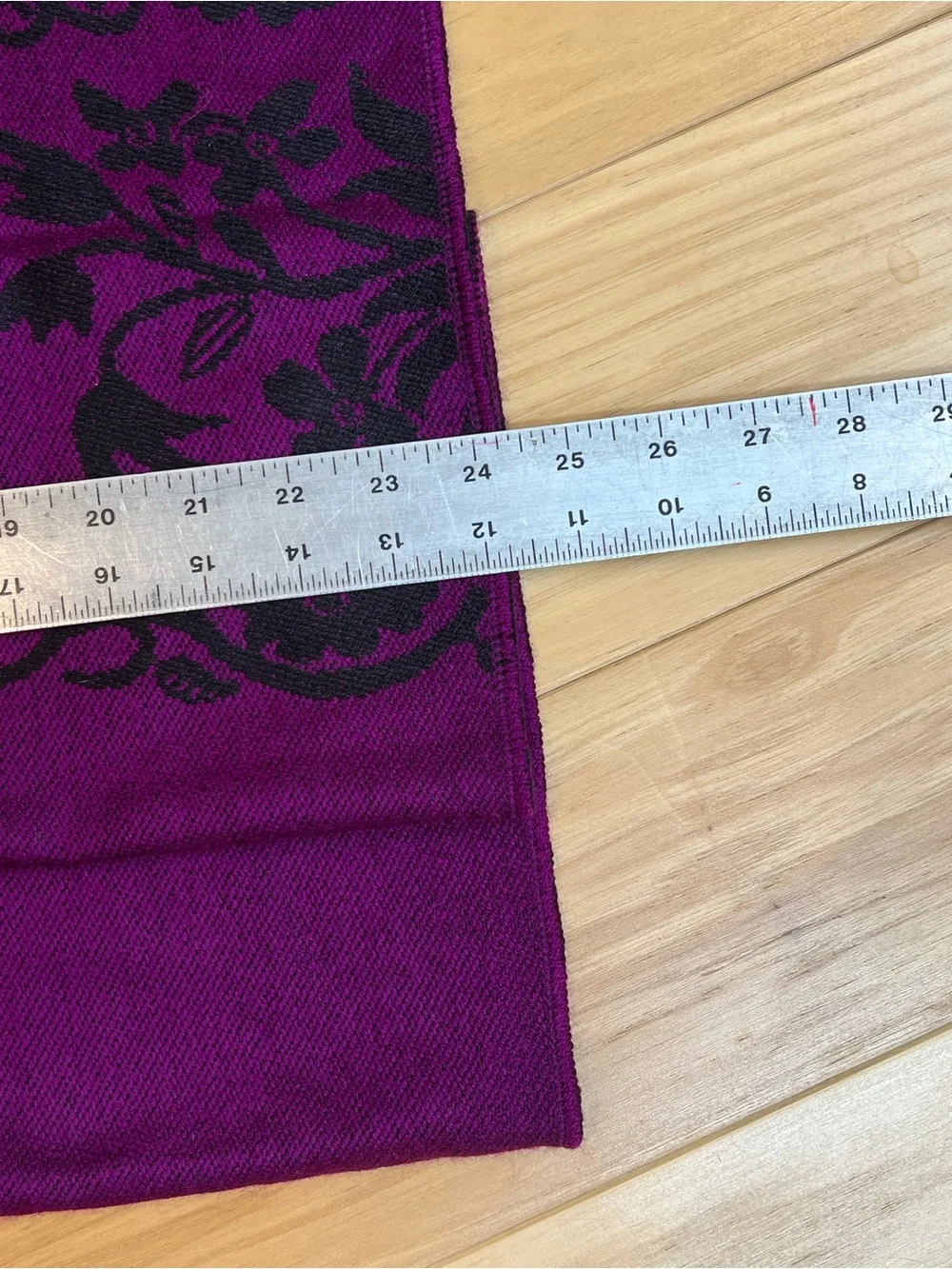 Plum & Black Floral Fringe Wrap Scarf size 61x24